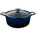 Round 2.2-Qt. Cast Iron Casserole with Enamel Finish, Blue